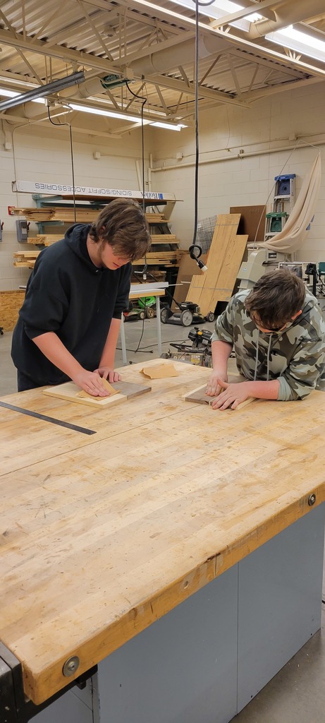 Students work on thier STEM woodworking  project