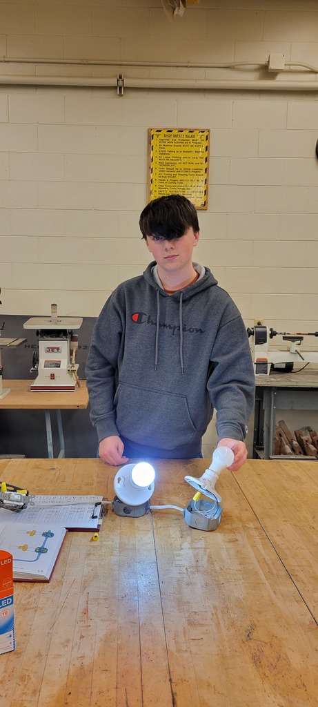 Students work on their electricity circuits.