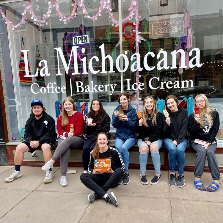students at ice cream shop