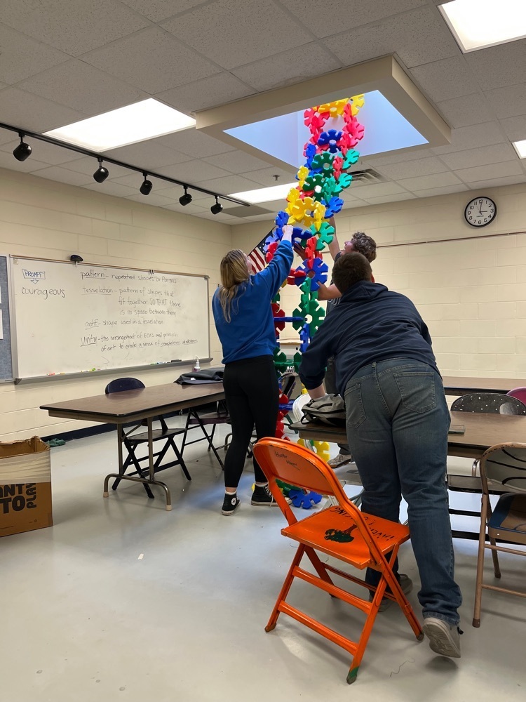 students building