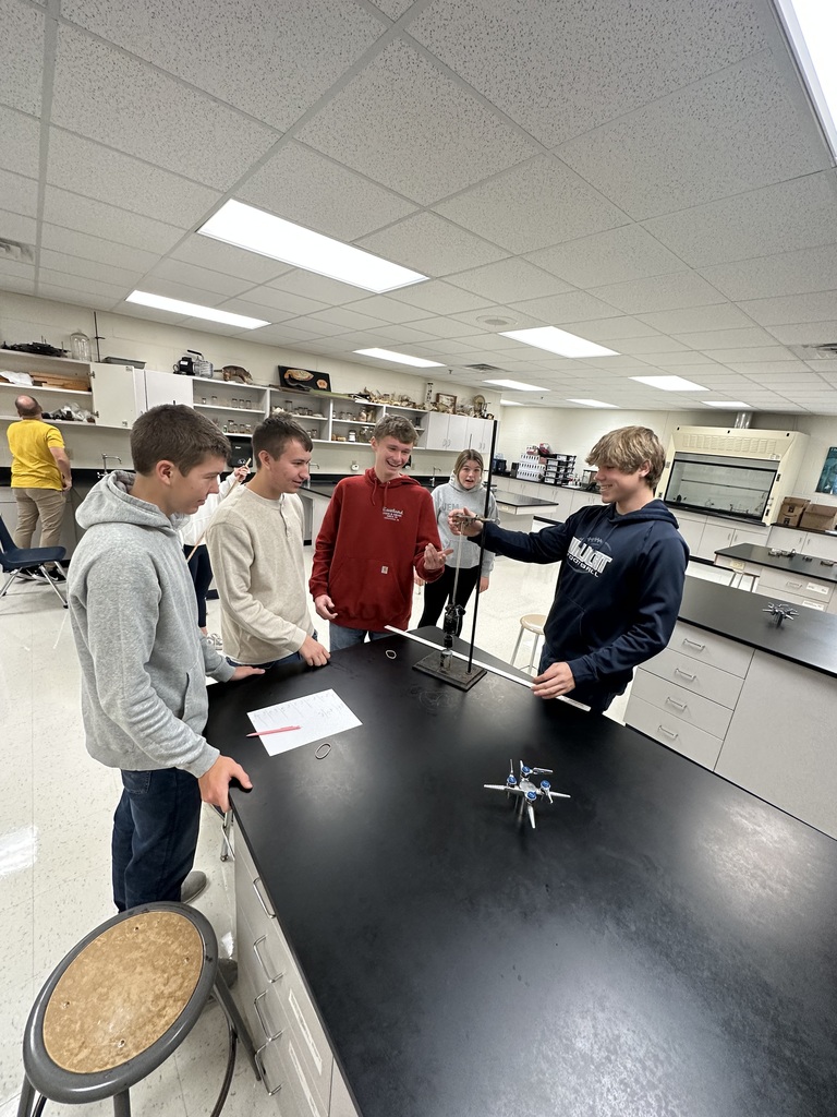 Physics students testing the elastic limits of their rubber band.
