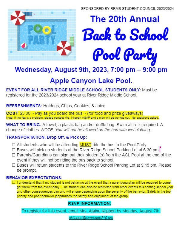 RRMS Pool Party